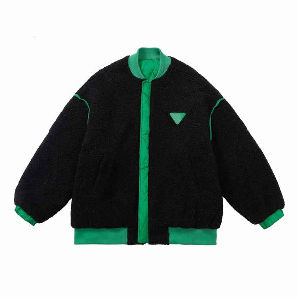 

designers vintage panel reversible lamb wool jacket men's and women's loosecoat,oversize high quality, Black;brown