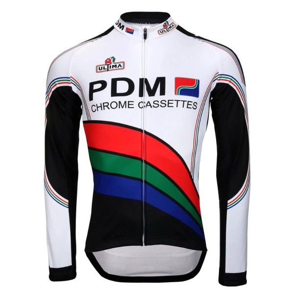 Jaquetas de corrida Clássico PDM Ciclismo Jersey Manga Comprida Pro Race Team Retro Vestuário de Bicicleta Vestuário Casaco Roupas de Equitação Mountain Bike