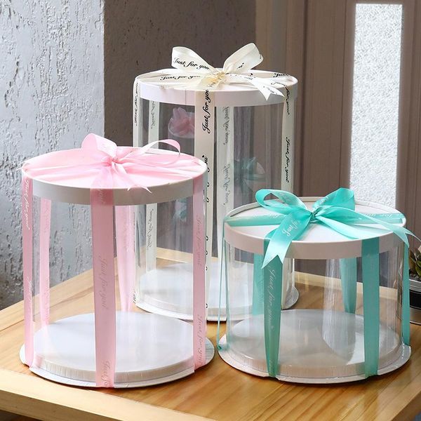 

gift wrap round cake box clear cylindrical transparent packaging candy color dustproof exhibition birthday storage