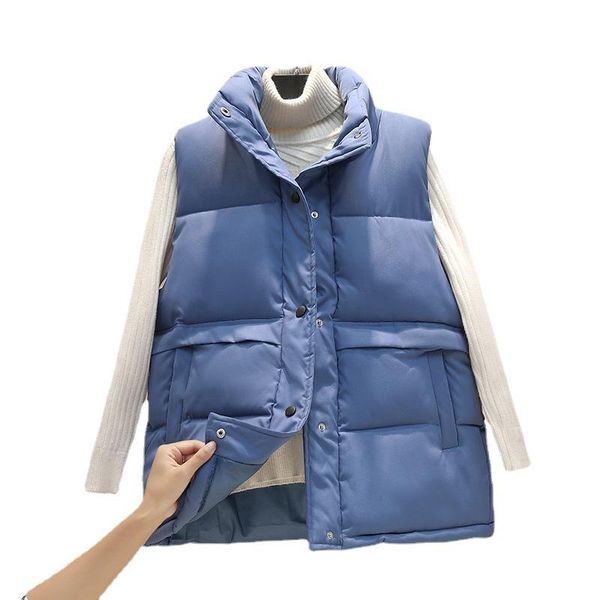 

women's vests 2021 cotton vest stand-up collar short korean down wear waistcoat coat women donsignet, Black;white