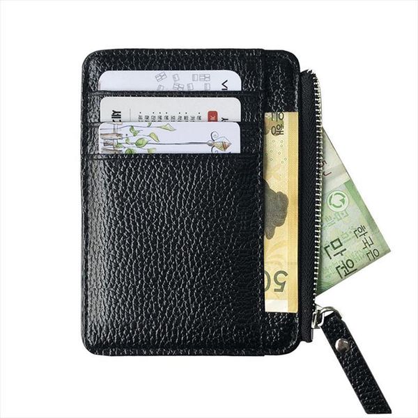 

men wallet solid color textured pu zipper card holder mini coin purse nov99, Red;black