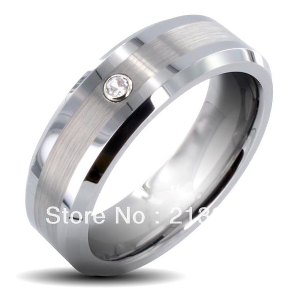 

wedding rings buy discount price usa selling 8mm men&womens brushed center with zircon beveled tungsten, Slivery;golden