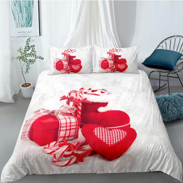 

bedding sets 3d white comforter covers christmas quilt cover set pillow sham full double single twin  size 210*210cm gift bedclothes