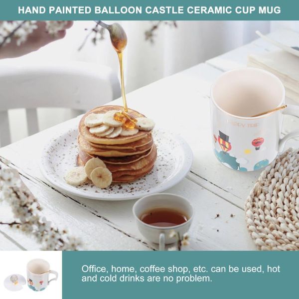 

mugs 1 set creative cartoon drink mug adorable ceramic coffee cup with spoon lid