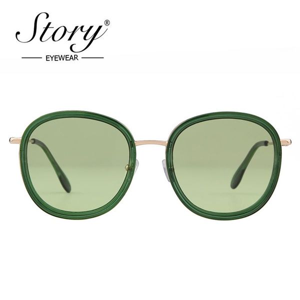 

story fashion round sunglasses women men 2021 design green candy lens pink frame polarized sun glasses shades z3769, White;black