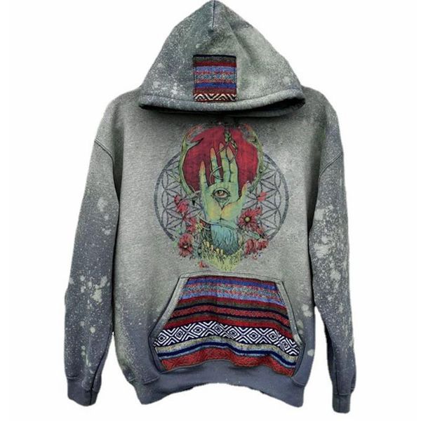 

men's hoodies & sweatshirts vintage man cartoon print long sleeve spring fashion loose mens ching lugentolo, Black