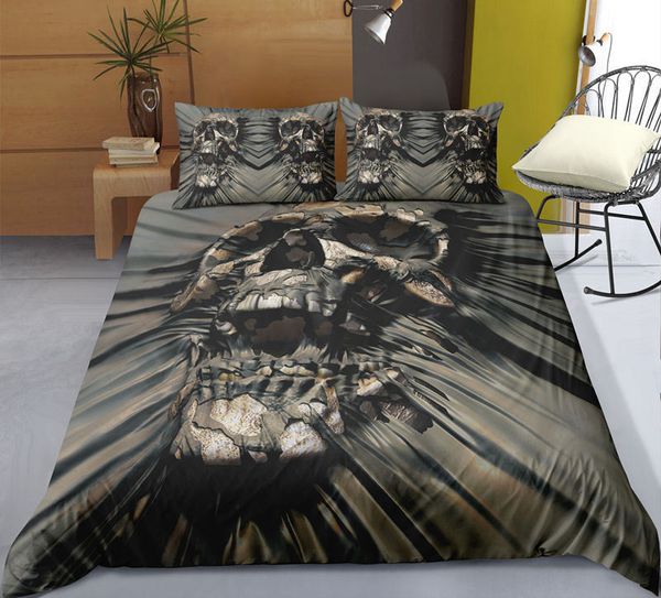 Fanaijia conjuntos de cama king size de luxo skull skull edredom capa de colcha com pillowcase conjuntos cama COBRETER 210309