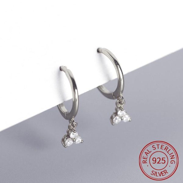 

hoop & huggie simple zircon flower earrings fashion jewelry korean sweet 925 sterling silver ear buckle women clip on, Golden;silver