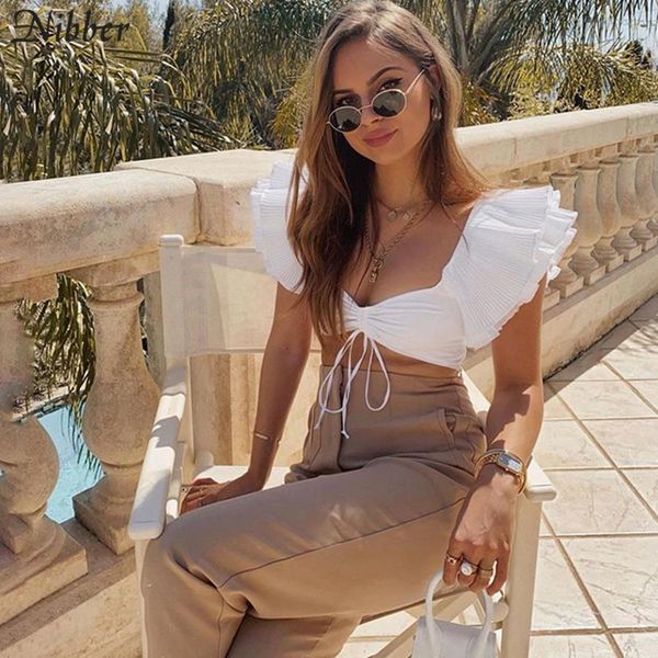 

elegant office lady white crop french romance street casual vacation t shirt summer club party tee shirt female