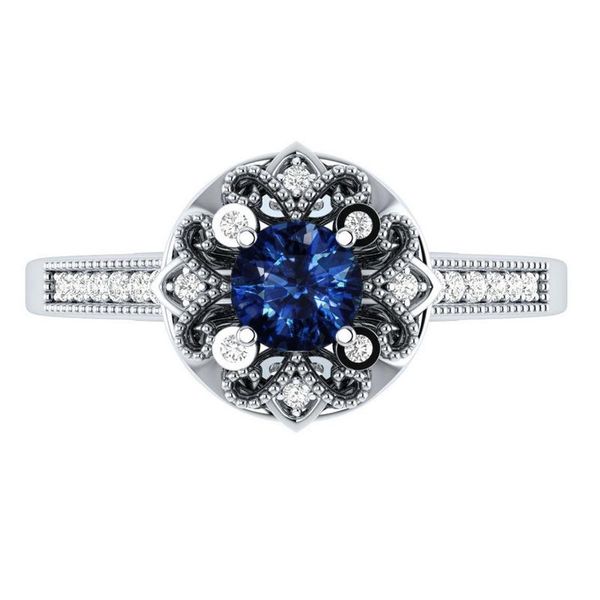 

wedding rings women zircon engagement creative flowers blue crystal innovative glamour jewelry accessory, Slivery;golden