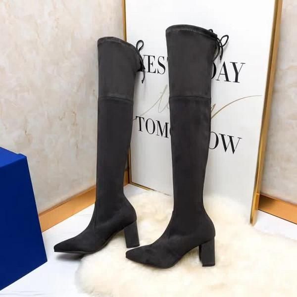 

boots ins over the knee women thigh high heels zapatos de mujer winter elastic botas feminina size 34-42, Black
