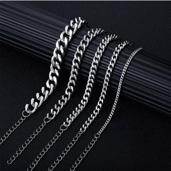 

link, chain fashion silver color stainless steel jewelry simple bracelet wholesale bryzauac, Black
