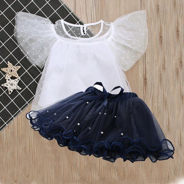 

baby girl clothes suit feifei sleeve t shirt pearl dress clothing set kids sets girls suits, White