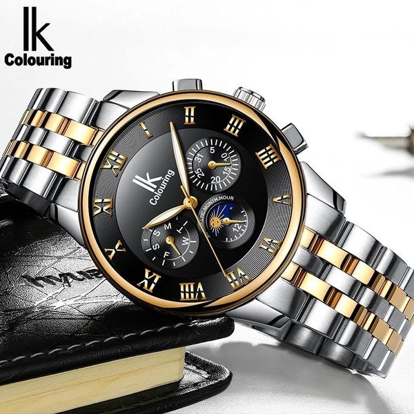 

wristwatches mekaniska klockor ik men's brand royal design automatic mechanical watch all-steel business waterproof sports, Slivery;brown