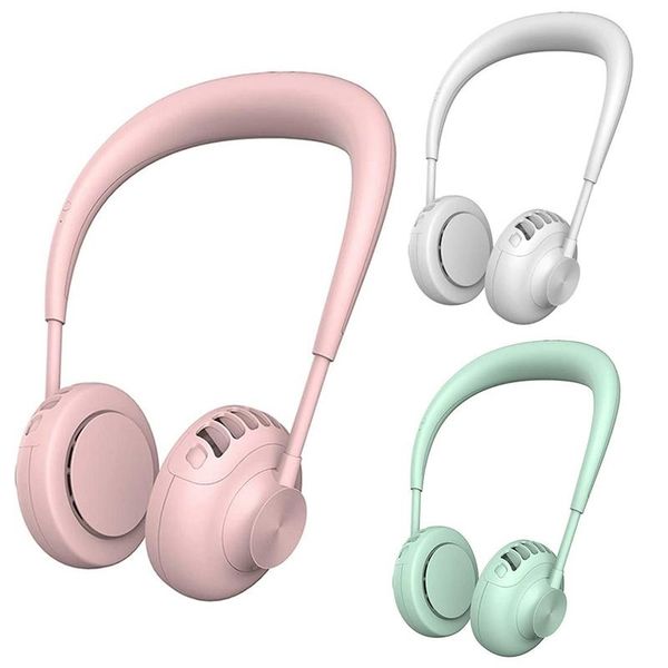 

1800mah silent portable bladeless fan headphone style cool rechargeable fan outdoor sports leafless portable