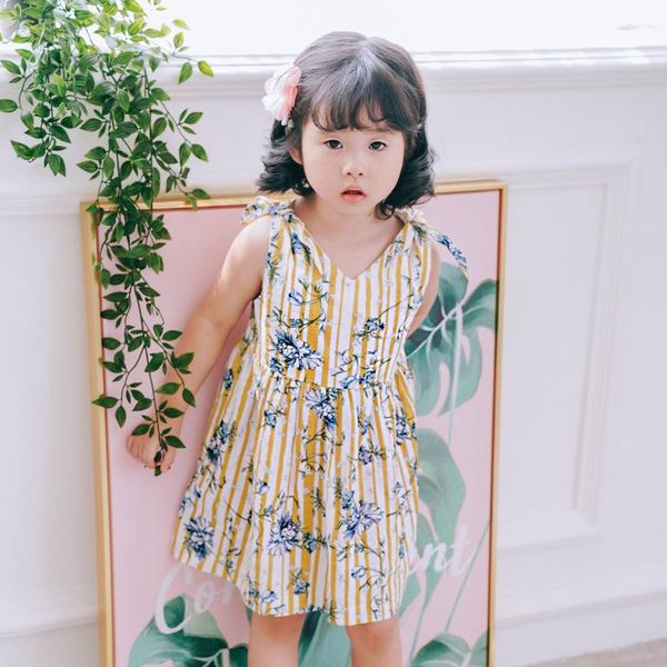 

girl's dresses baby girl dress 2021 summer little princess flowers print cute party and wdding fashion beach for girls, Red;yellow