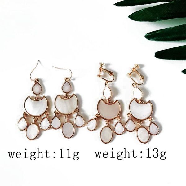 

stud sweet design white shell geometric elegant earring, Golden;silver