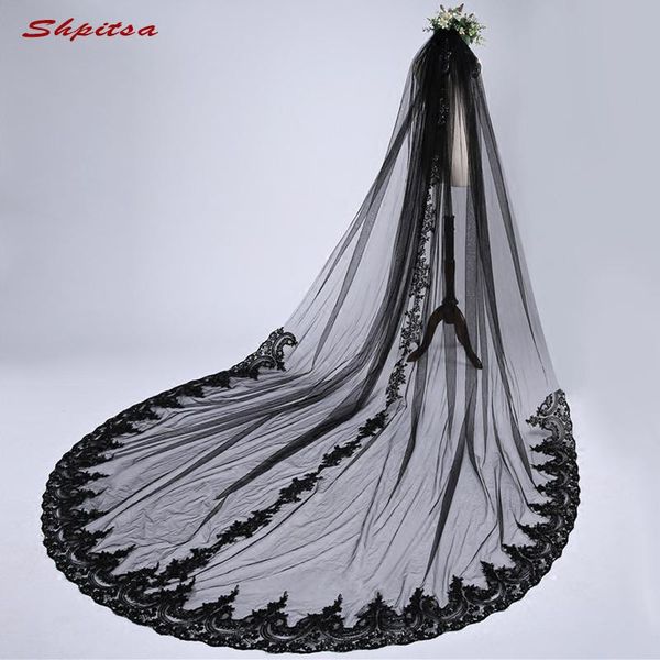 

bridal veils cathedral black wedding veil 3 meters long lace bride