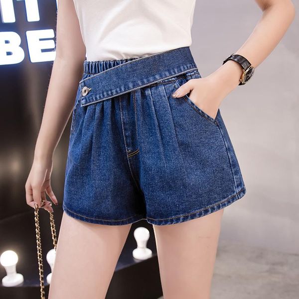 

women's shorts 5xl plus big size denim jeans women summer style 2021 feminina thin elastic loose waist female f0514, White;black