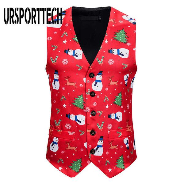 

christmas vest men 3d christmas tree print sleeveless jacket mens xmas feliz navidad party tuxedo vests chaleco hombre 210528, Black;white