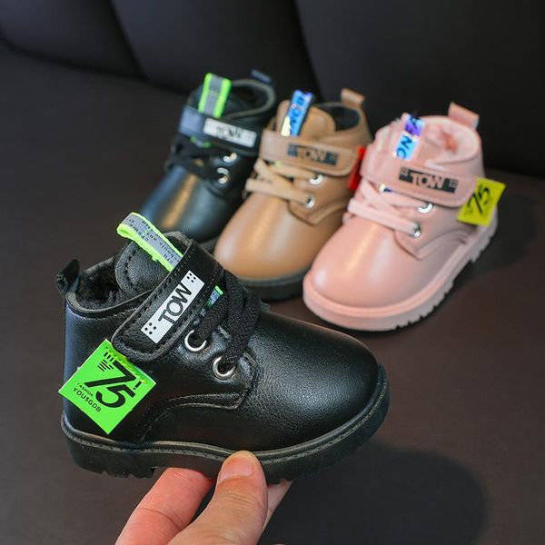 

boots print winter kids snow infant baby girl shoes cotton plush warm toddler sneakers fashion boys short non-slip e10071, Black;grey