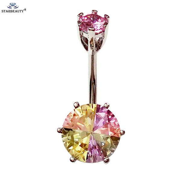 

starbeauty shinning aaa zircon nombril 316l surgical steel 14g navel piercing nombrils earrings body jewelry, Silver
