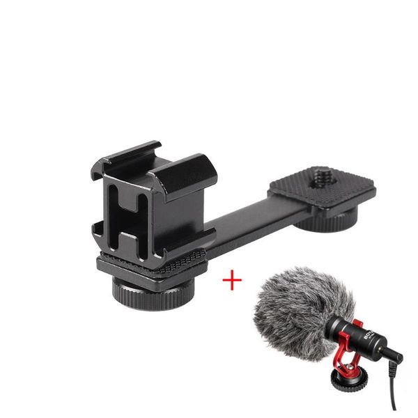 

boya by-mm1 microphone 3 in 1 triple shoe mount adapter extension mic for zhiyun smooth 4 dji osmo mobile recording studio