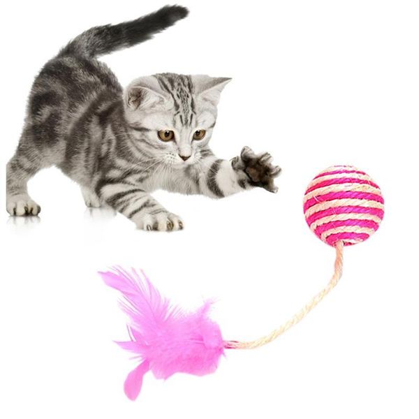 

cat toys toy ball sisal bite-resistant artificial feather teaser play