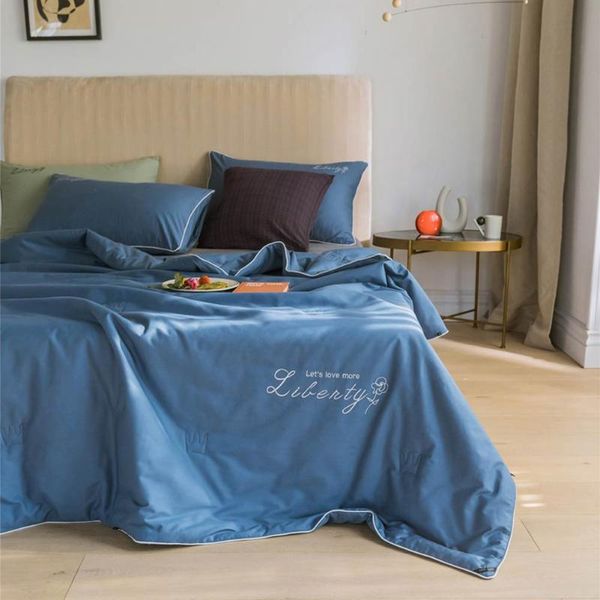 

comforters & sets svetanya thin quilt summer bedding throws blanket solid color embroidred
