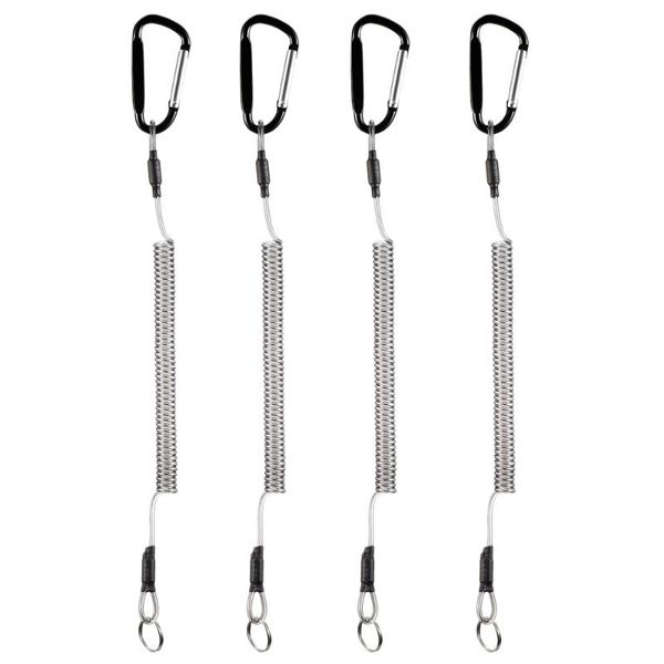 

fishing accessories 4pcs lanyards boating ropes retention string rope with camping carabiner secure lock spiral cord security