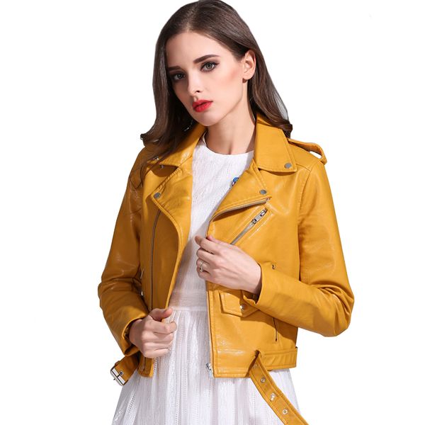 

2021 new fashion women autunm winter wine red faux leather jackets lady bomber motorcycle cool outerwear coat with belt fvd8, Black