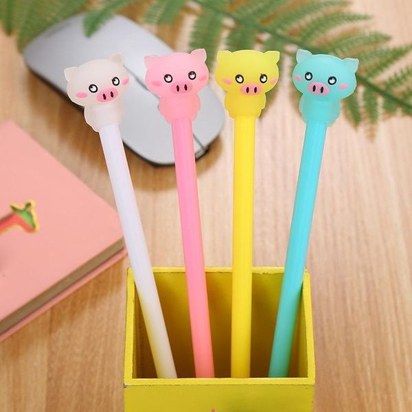 

gel pens 4pcs/lot creative cute piggy pen 0.5mm black ink for school stationery office supplie writing accessories children gift
