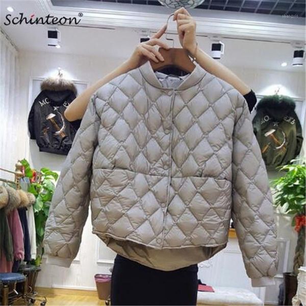 

2018 baseball down jacket women short white duck down outwear loose casual coat ultra light jackets over size1, Black
