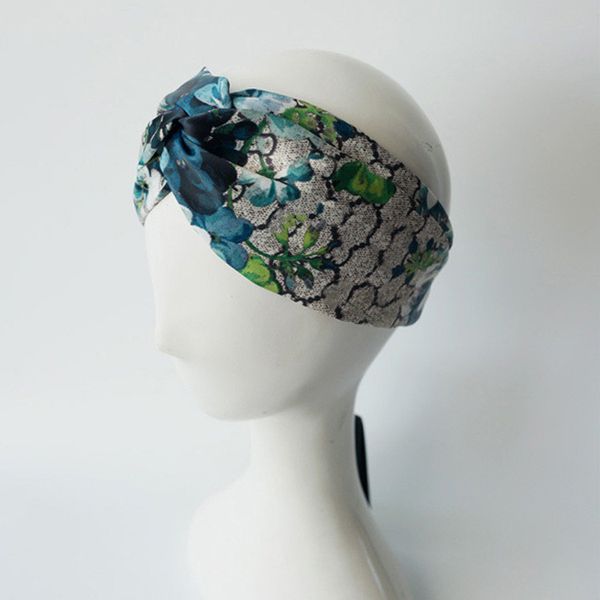 Designer -Stirnbänder 100% Seidenkreuz Elastizität Frauen Stirnband Mädchen Haarbänder Schal Haarzubehör Geschenke Retro Turban Headwrade Blumen Hummingbird Orchideen Geschenk