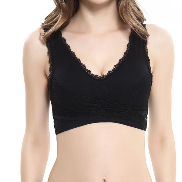 

camisoles & tanks cross side lace sports full cup high stretch wire padded seamless fitness vest absorb sweat running femme, Black;white