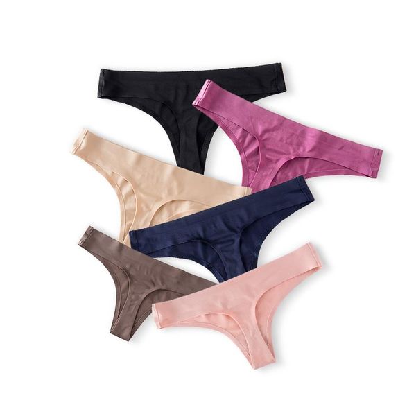 

women's panties women mid-low waist underpanties seamless ice silk g string underwear breathable briefs female cotton thong, Black;pink