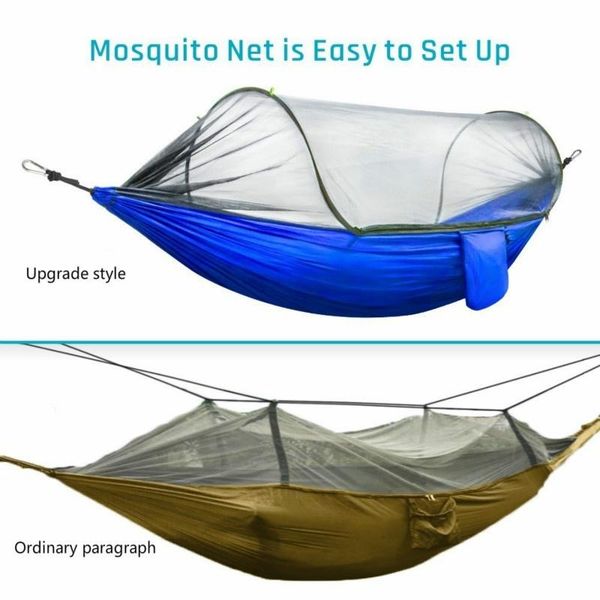 

camp furniture 2021 camping hammock with mosquito net -up light portable outdoor parachute hammocks swing sleeping stuff
