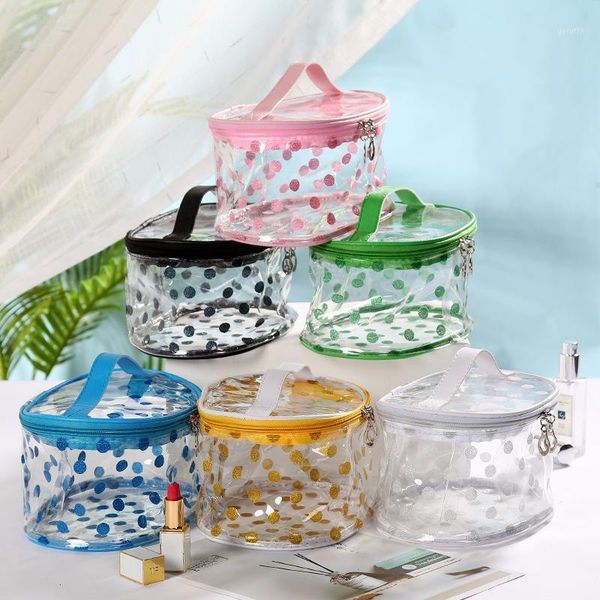 

cosmetic bags & cases dot print waterproof pvc clear transparent makeup wash toiletry zipper pouch bag beauty case travel organizer1