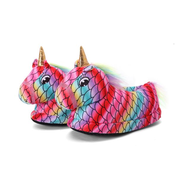 

2021 new kids children girls parent child unicorn cotton padded home shoes family matching mxg1, Black;grey