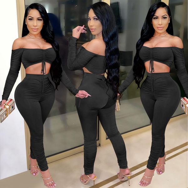 

women's suit, 2-piece set, skirt, off shoulder, pants, sexy, club wear, 2021 pjrc, Gray