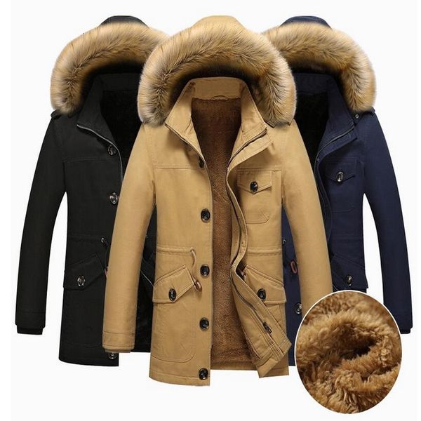 

2021 winter thick warm men's jackets wet casual hooded thermal park new overcoats men brand jas, Black