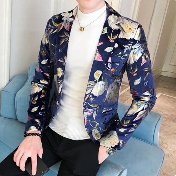 

men's suits & blazers 2021 brand clothing spring upgrade printing business suit/male fashion leisure groom dress man jackets s-3xl, White;black