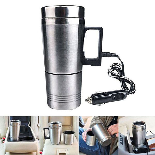 

water bottles heater mug car electric kettle heated stainless steel cigarette lighter heating cup gq