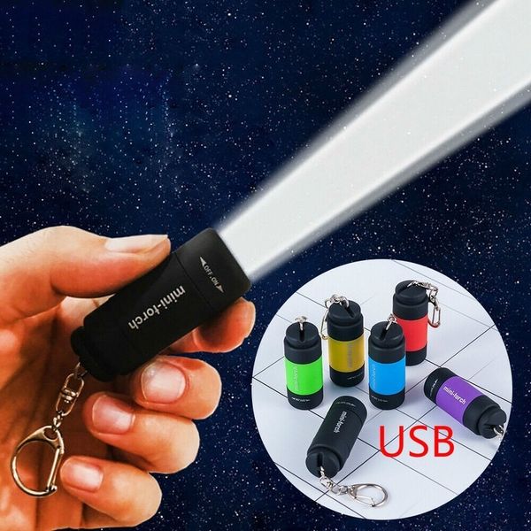 

torches portable mini keychain pocket usb rechargeable led flashlight waterproof outdoor lamp lights mini-torch 1si6