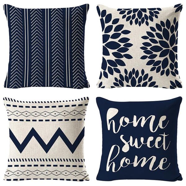 

pillow case 4pcs/set geometric cushion cover polyester throw striped dotted grid triangular art fft