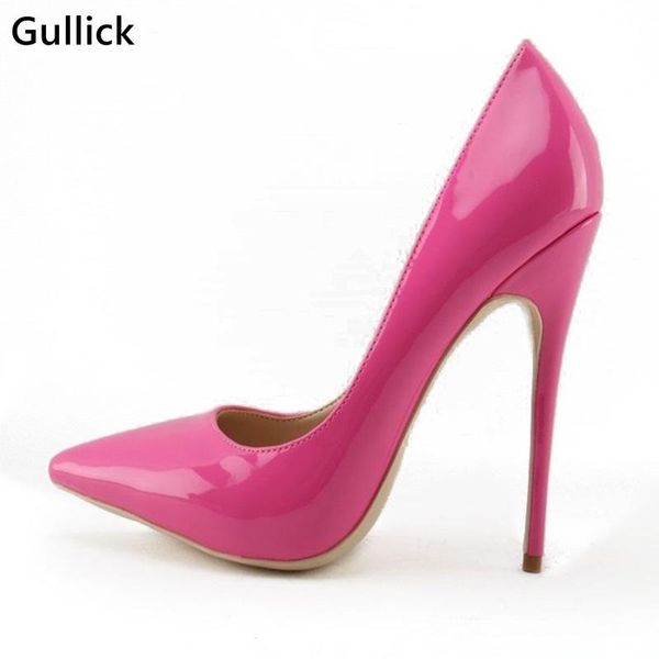 

dress shoes rosy red pumps thin high heels women pointed stilettos for pu leather wedding, Black