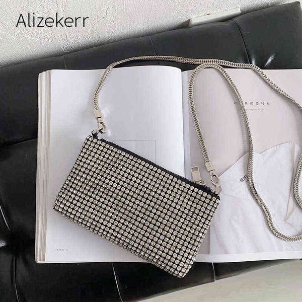 

evening bags chain diamonds crossbody bag women luxury brand women fashion shiny rhinestones purses and handbags ladies phone bag 220315