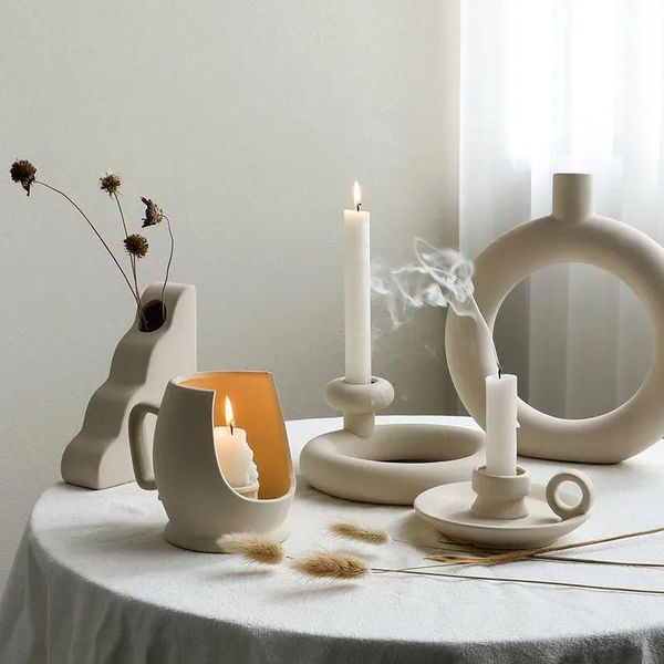 

vases home decoration plain ceramic flower room decor dried vase candle holder ornaments crafts for gifts