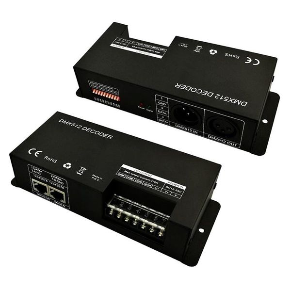 

smart home control dmx512 decoder four-way 4*8a lamp with bar ktv console dimming sub-controller 4ch channel rgbw