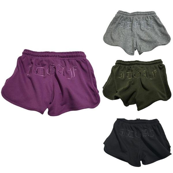 

women's shorts women sports drawstring high waist letters embroidered skinny, White;black